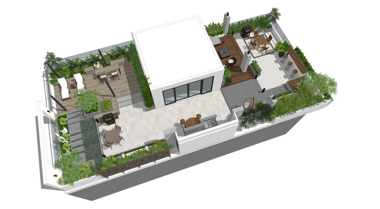 Thi công sân vườn trên mái Đống Đa