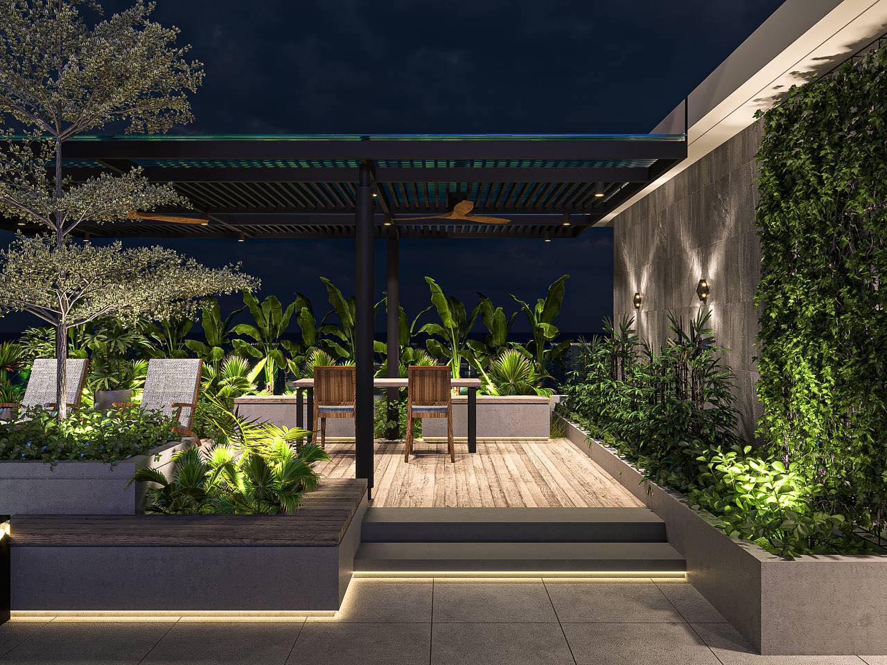 Thi công sân vườn trên mái đẹp