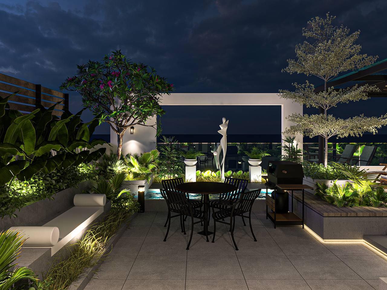 Thi công sân vườn trên mái Đống Đa