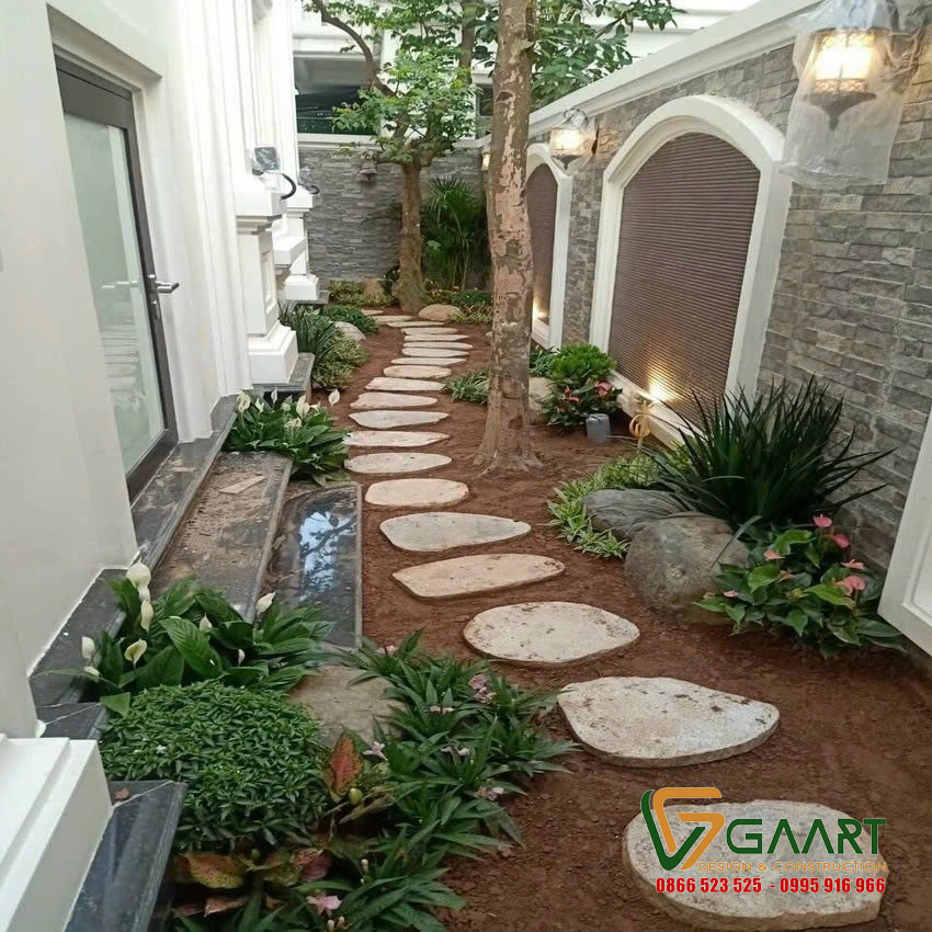 Đá bước dạo - Thi công sân vườn biệt thự