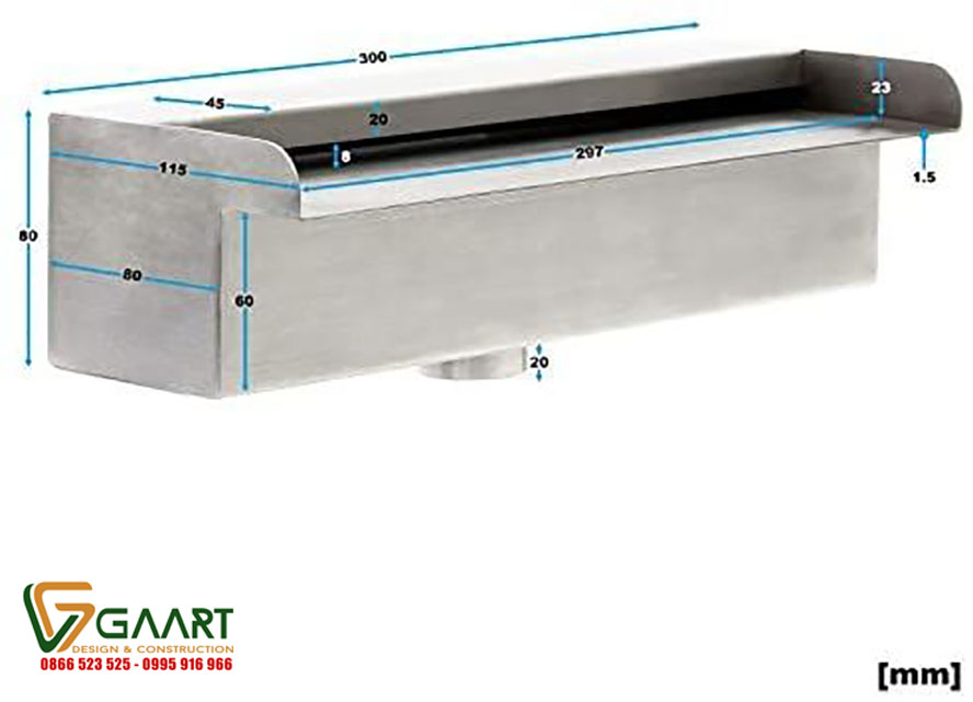 Máng thác nước inox