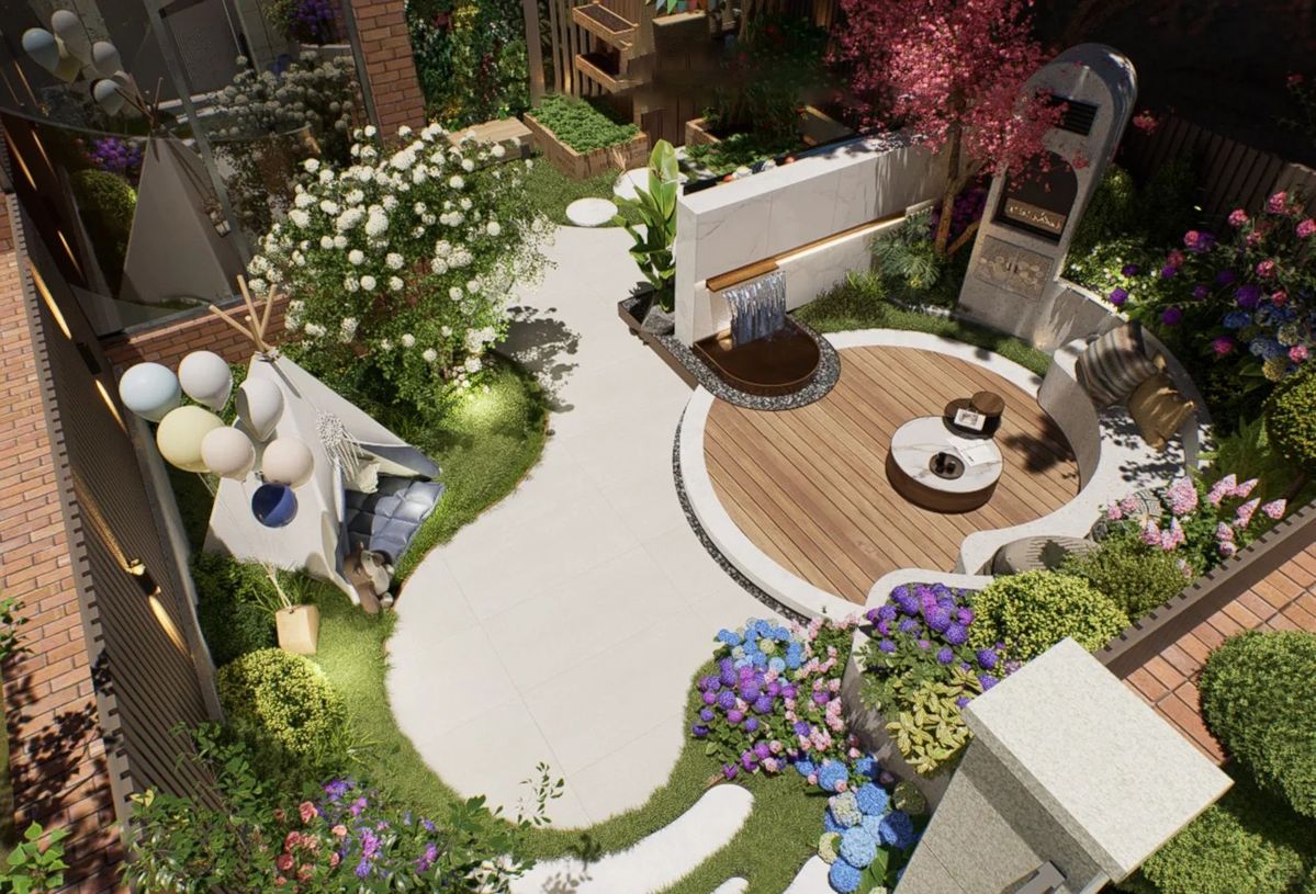 thiết kế sân vườn Châu Âu chuẩn